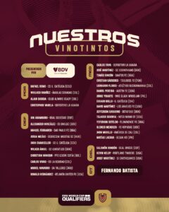 convocados por Venezuela que enfrentarían a la selección Colombia en las eliminatorias al Mundial